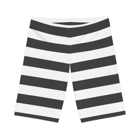 Bold Striped Women's Bike Shorts, Casual Activewear, Summer Fitness, Cycling Gear, Outdoor Fun