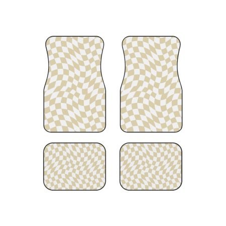 Stylish Checkered Car Mats Set, Trendy Floor Mats for Cars, Unique Car Accessories, Gift for Car Lovers, Funky Car Decor