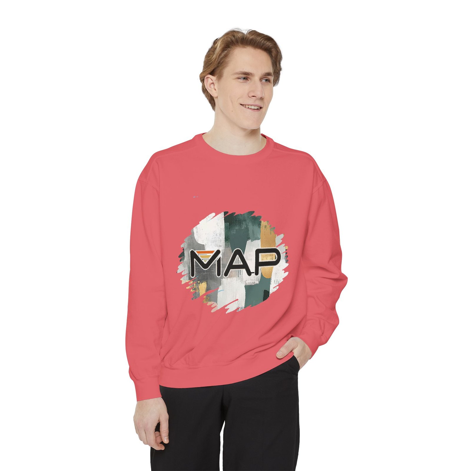 Map-Inspired Unisex Garment-Dyed Sweatshirt, Cozy Crew Neck, Soft Fashion Layer, Everyday Wear, Gift for Travel Lovers - Image 51
