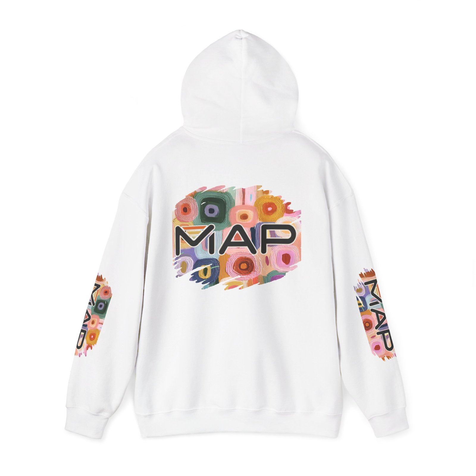 Colorful Floral MAP Hoodie - Cozy Unisex Heavy Blend Sweatshirt for Everyday Wear, Gifts, and Celebrations, Ideal for Seasonal Style - Image 3
