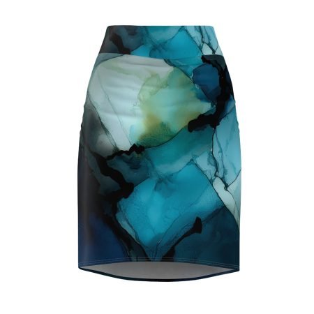 Chic Women's Pencil Skirt, Stylish Office Wear, Everyday Fashion, Ocean-Inspired Design, Gift for Her, Trendy Midi Skirt