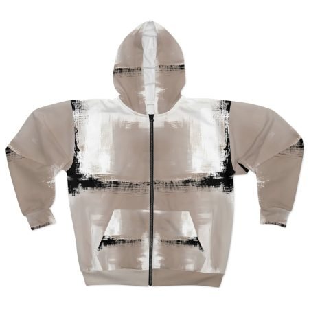 Stylish Unisex Zip Hoodie (Artistic AOP), Abstract Art Hoodie, Casual Wear, Gift for Her/Him, Cozy Layer for All Seasons