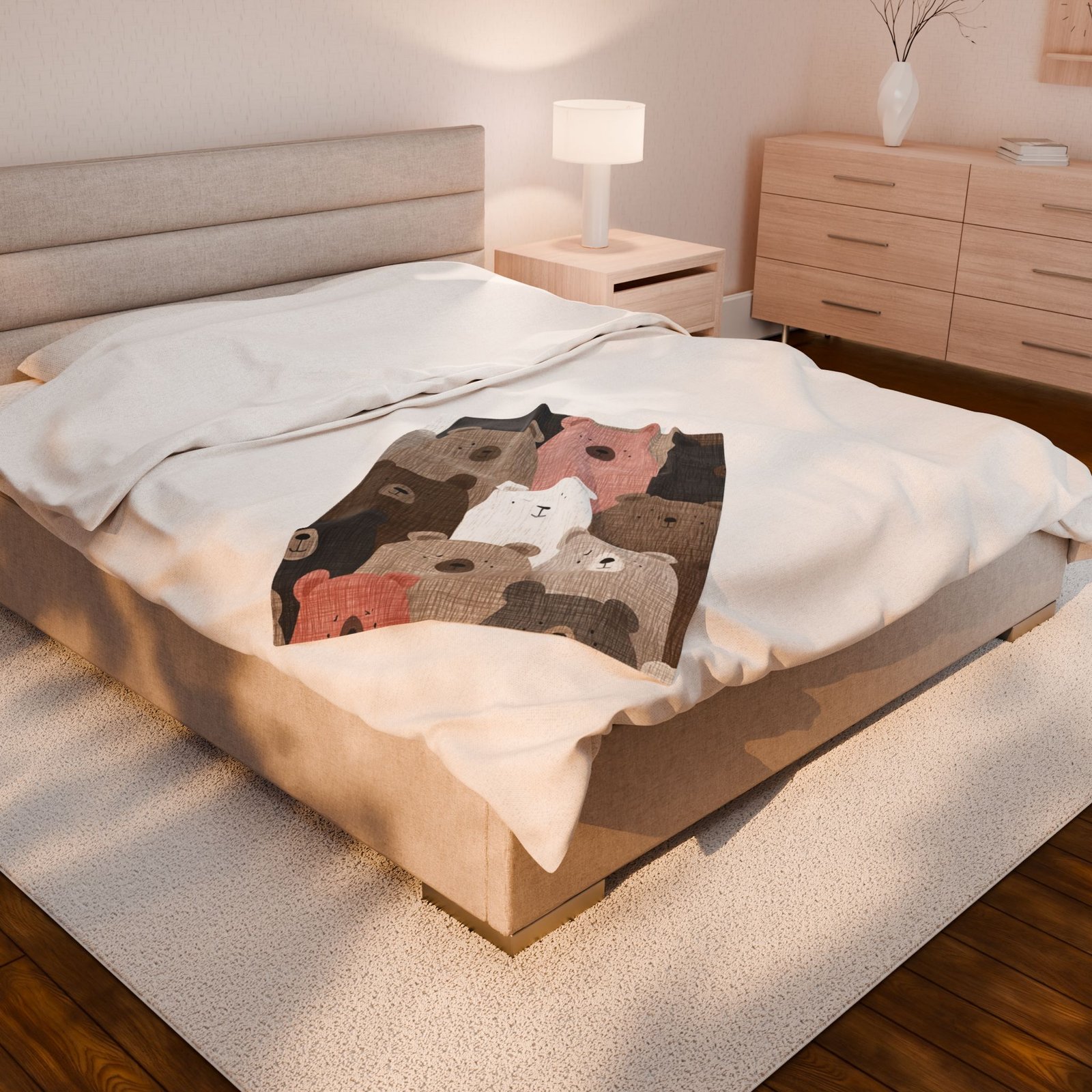 Cozy Bear-Themed Velveteen Plush Blanket | Soft Throw for Kids, Nursery Décor, Baby Shower Gift, Animal Print | Perfect for Cuddling - Image 4