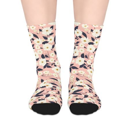 Floral Mid-Length Socks, Cute Floral Socks, Cozy Socks for Women, Spring Accessories, Gift for Her, Everyday Wear