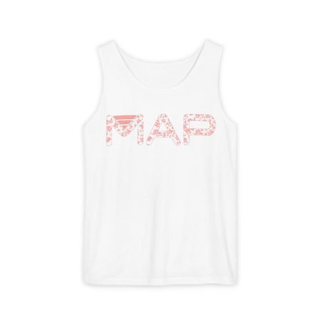 Stylish Unisex Garment-Dyed Tank Top with 'MAP' Design - Summer Essential, Beachwear, Festival Outfit, Casual Wear, Vacation Top