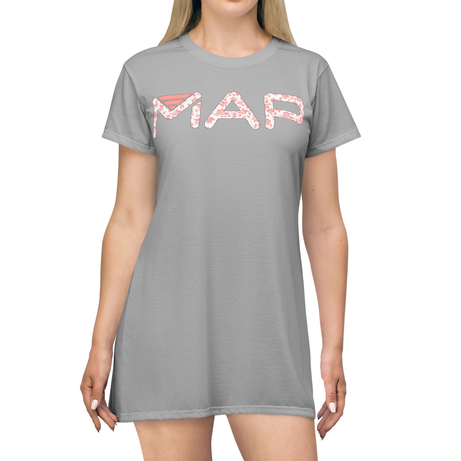 Map-Themed T-Shirt Dress, Casual Summer Style, Travel Lover Gift, Vacation Outfit, Trendy AOP Dress - Image 3