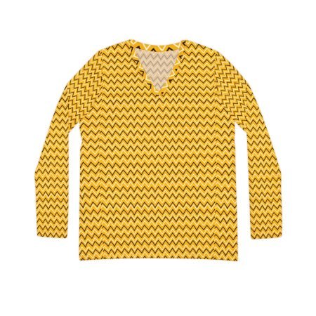 Chevron Pattern Women's V-neck Long Sleeve Shirt, Stylish Casual Top, Must-Have Fall Fashion, Great Gift for Her, Everyday Wear