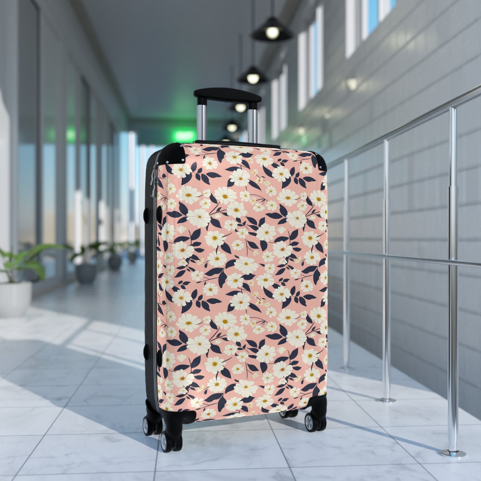 Flower Print Suitcase - Stylish Luggage for Traveling, Floral Luggage Case, Travel Accessory, Vacation Bag, Perfect for Holiday Trips - Image 7