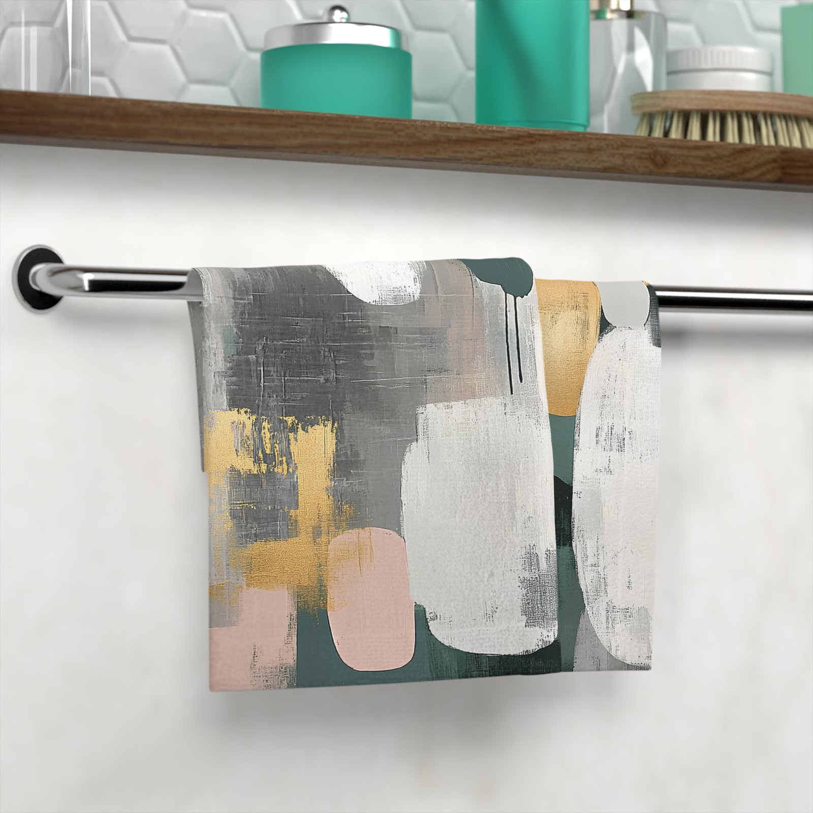 Abstract Art Face Towel, Eco-Friendly Spa Towel, Luxury Bathroom Decor, Modern Home Gift, Soft Hand Towels, Art-Inspired Towels - Image 4