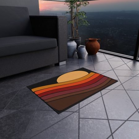 Stylish Outdoor Rug with Sunset Design - Perfect for Patios, Decks, Beach Days, Camping, Outdoor Decor