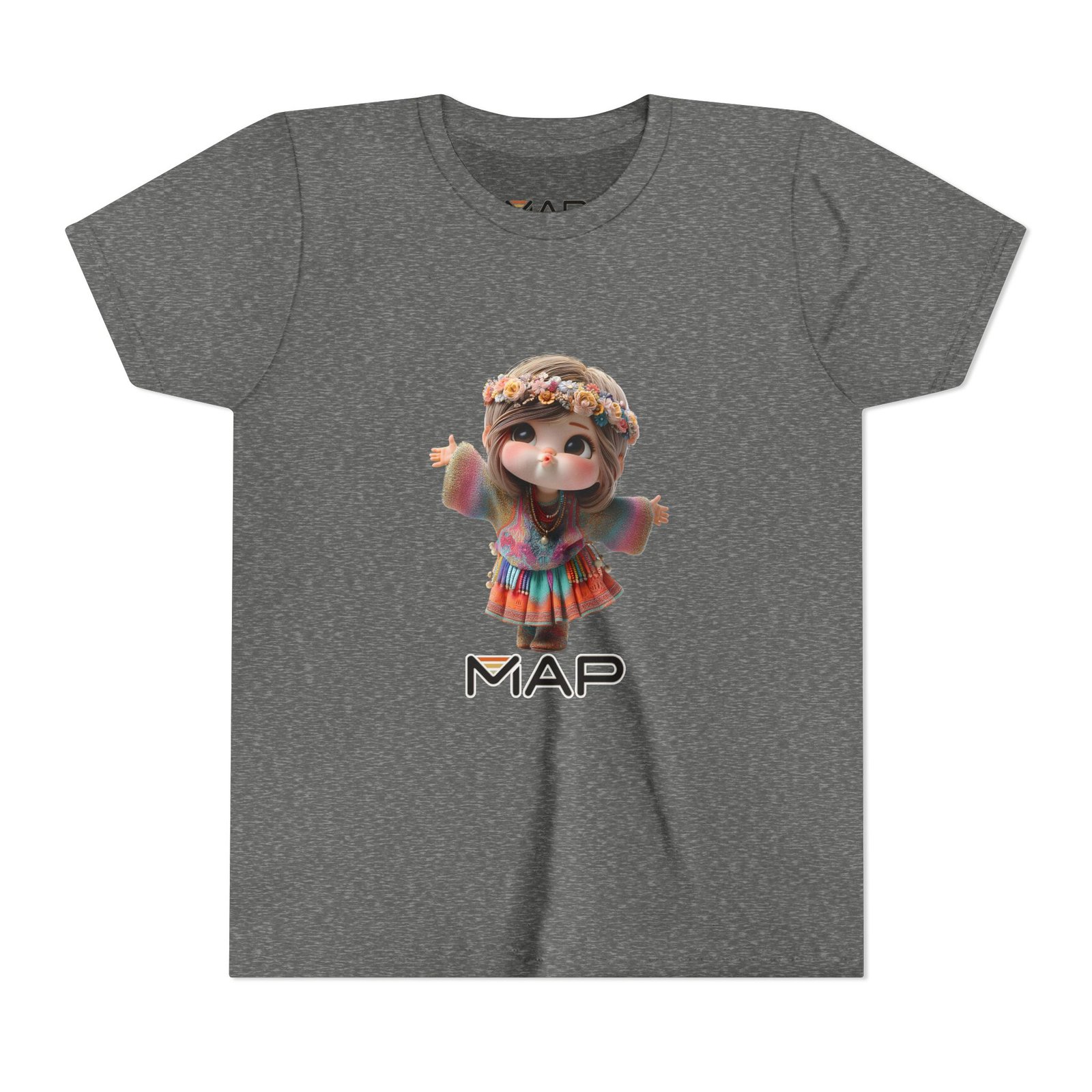 Youth Short Sleeve Tee with 'MAP' Graphic, Fun Kids Tee, Gift for Birthdays, Summer Wear, Festival Outfit, Playful Shirt - Image 13