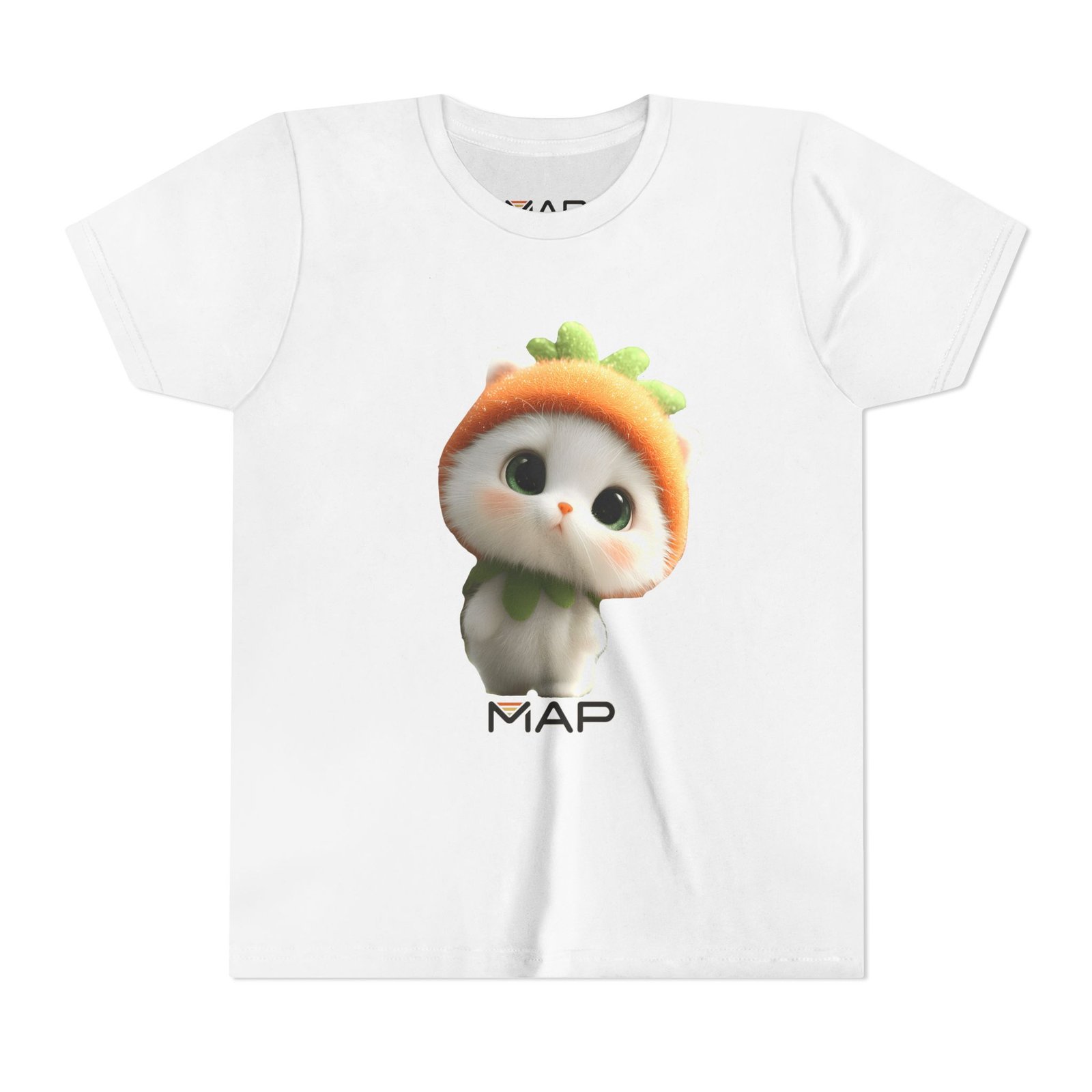 Cute Cat Character Youth Tee, Adorable Kids Shirt, Fun Graphic Tee, Gift for Cat Lovers, Playful Outfit for Any Occasion