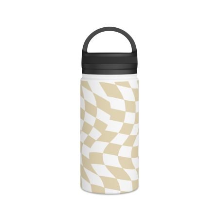 Stylish Stainless Steel Water Bottle, Handle Lid | Checkered Design for Travel, Fitness, Eco-friendly Hydration, Gift Idea
