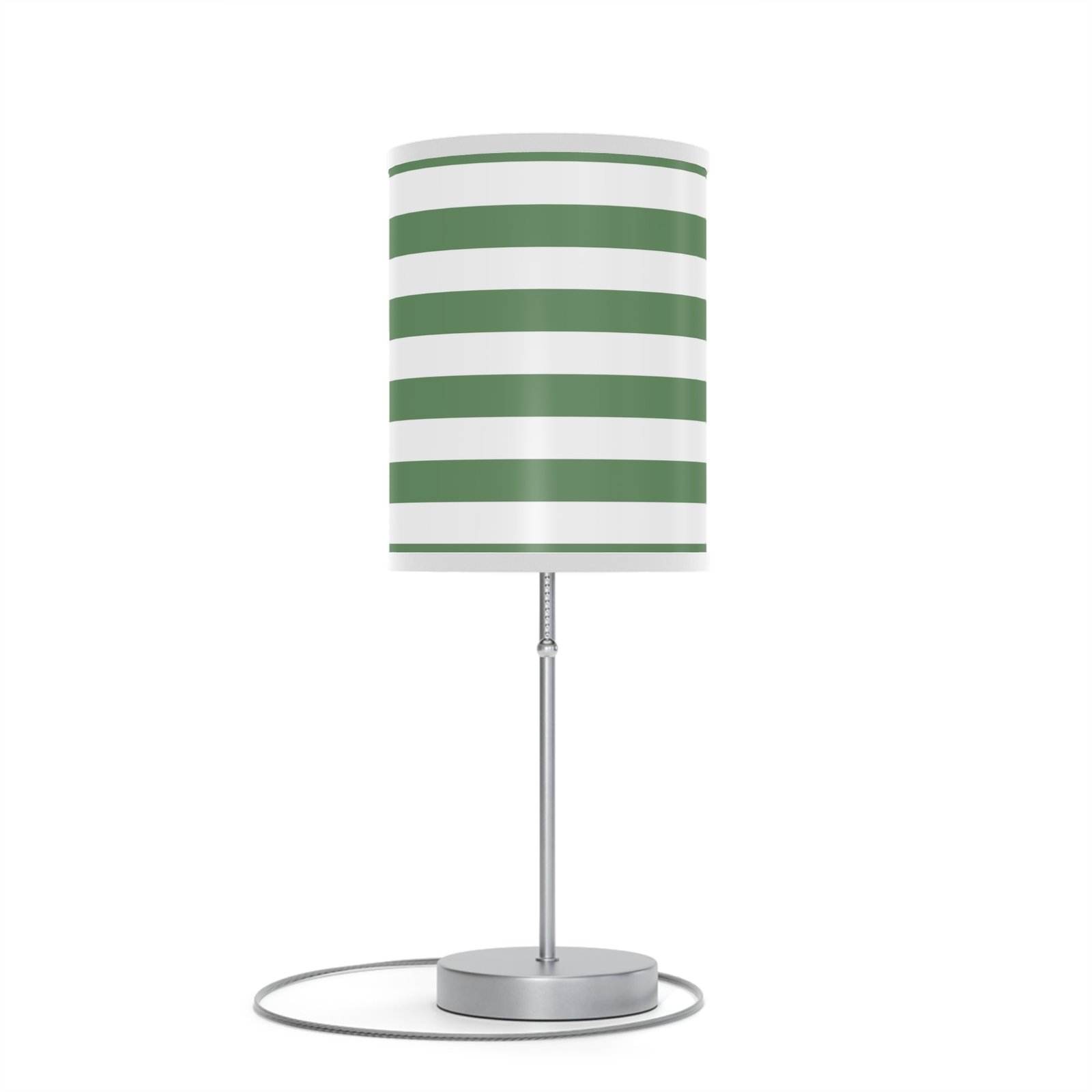 Chic Striped Table Lamp, Modern Decor, Home Lighting, Green and White Accent, Bedroom or Living Room Nightstand, Unique Gift Idea