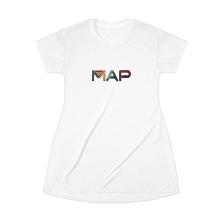 Colorful Map T-Shirt Dress, Casual Wear, Vacation Outfit, Gift for Travelers, Summer Dress, Map Print Dress