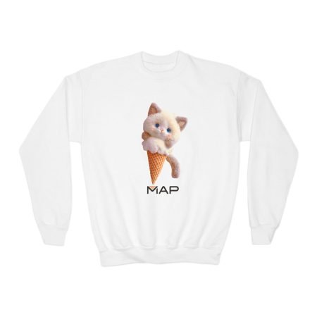 Cute Cat Ice Cream Youth Sweatshirt - Fun, Cozy Gift for Kids - Perfect for Birthdays, Holidays, and Everyday Wear