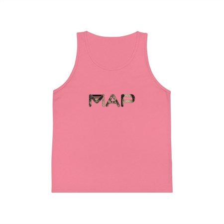 Cute Map Jersey Tank Top for Kids, Summer Top, Adventure Shirt, Travel Gift, Stylish Kids Wear