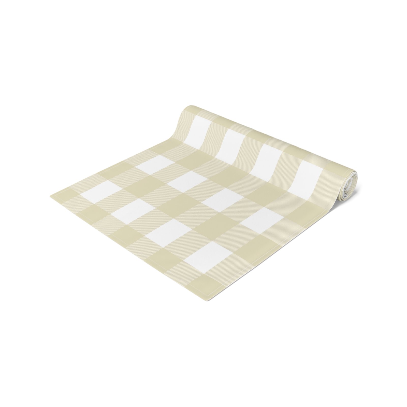 Neutral Gingham Table Runner, Cotton & Poly, Farmhouse Decor, Elegant Dining, Holiday Gatherings, Kitchen Table Centerpiece - Image 2