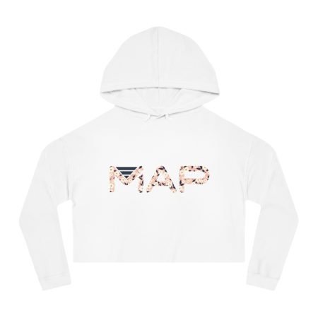 Floral Map Cropped Hoodie - Stylish Sweatshirt for Women, Perfect for Casual Wear, Travel, Outdoor Activities, Birthday Gift