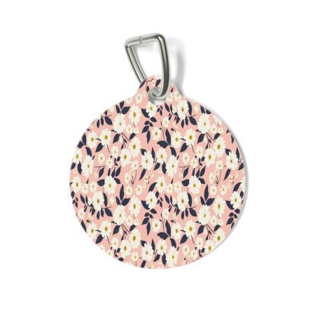 Floral Pet Tag, Personalized Pet ID, Dog or Cat Tag, Engraved Pet Tag, Pet Accessory for Pet Lovers