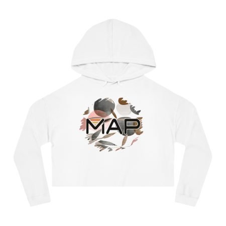 Trendy Cropped Hoodie with Artistic MAP Design, Casual Wear, Gift for Her, Stylish Fitness Hoodie, Streetwear Top