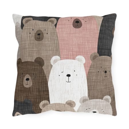 Cozy Bear Outdoor Pillows | Camping Decor, Nature Vibes, Garden Cushion, Cabin Style, Gift for Nature Lovers