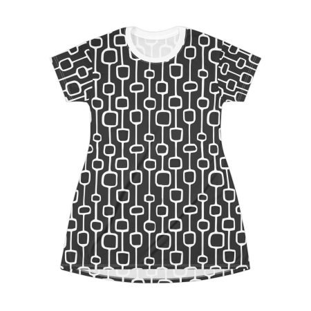 Chic Geometric T-Shirt Dress, Casual Summer Dress, Graphic Tee Dress, Trendy Women’s Fashion, Everyday Wear, Simple Style for Any Occasion