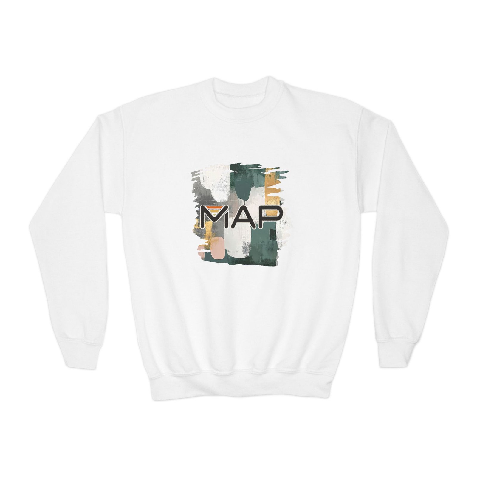 Stylish Youth Crewneck Sweatshirt with Abstract Map Design, Cozy Pullover for Teens and Kids, Perfect Gift for Holidays and Everyday Wear
