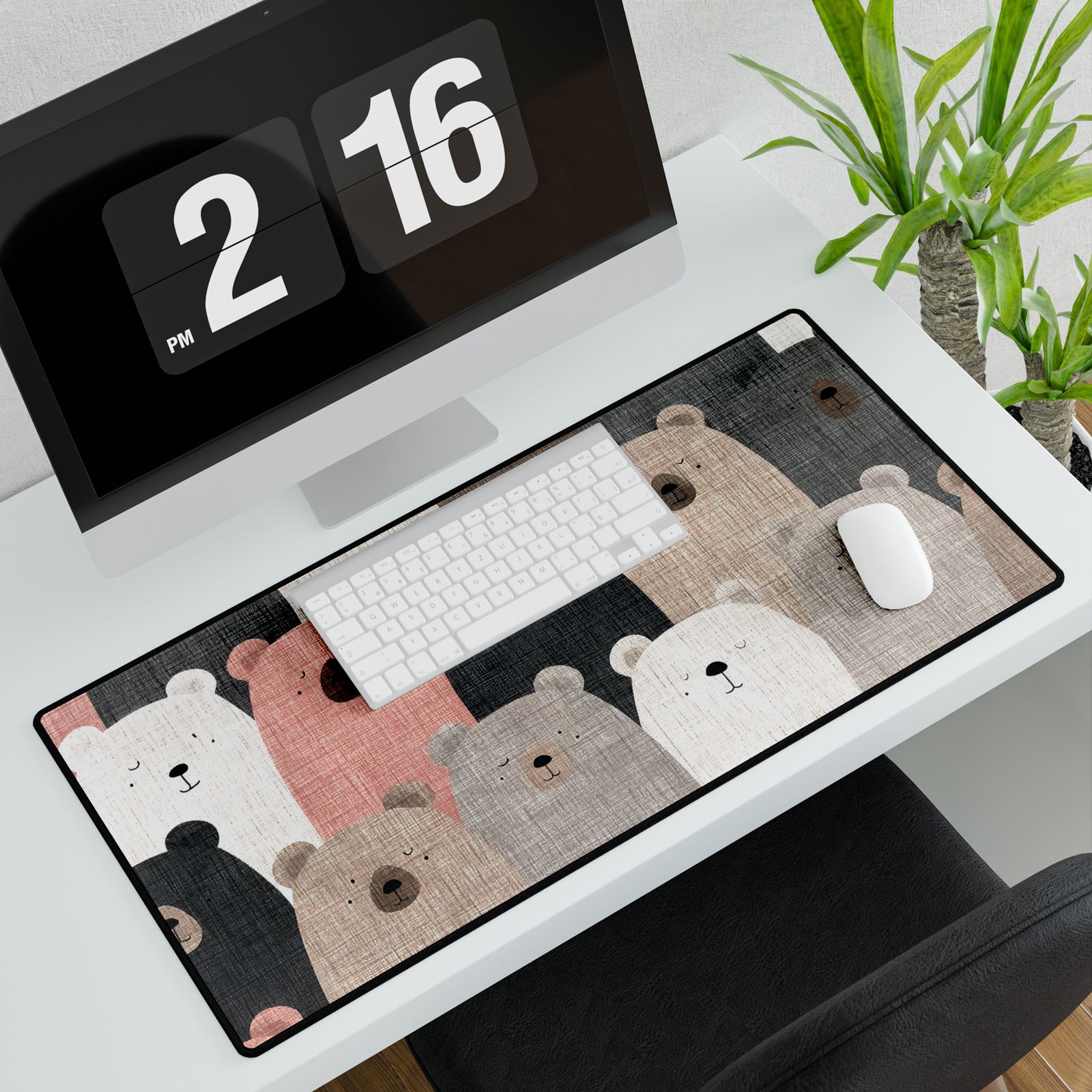 Cute Bear Desk Mat for Home Office, Stylish Mouse Pad, Animal Theme Desk Accessory, Gift for Kids and Adults, Cozy Work Space Decor - Image 3