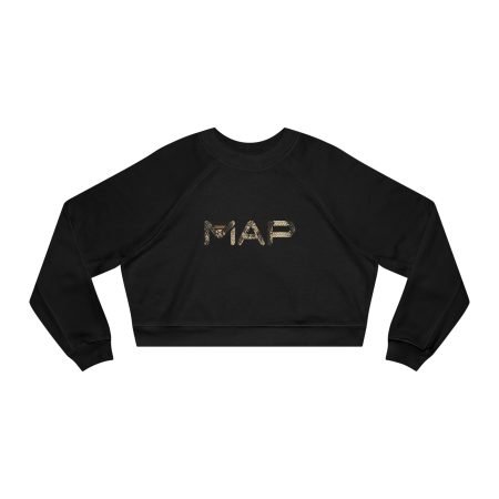 Women's Cropped Fleece Pullover - Stylish MAP Pullover, Trendy Sweatshirt, Cozy Outfit, Casual Layering, Perfect Gift for Her