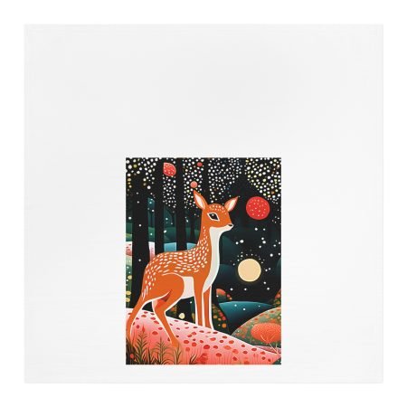 Whimsical Forest Deer Tea Towel, Nature Decor, Kitchen Linen, Rustic Gift, Animal Art Towels, Eco-friendly Home Essentials