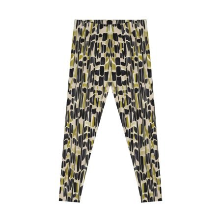 Chic Stretchy Leggings, Fashionable Activewear, Yoga Pants, Trendy Exercise Leggings, Casual Wear, Black and Green Pattern