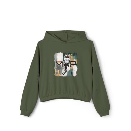 Chic Women's Cinched Bottom Hoodie with Abstract Design, Casual Wear, Cozy Layering, Everyday Comfort, Perfect Gift for Her