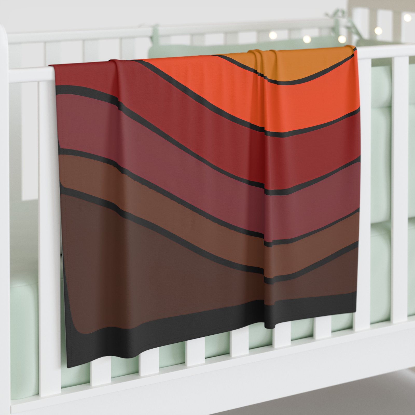 Sunset Waves Baby Swaddle Blanket, Nursery Blanket, Baby Shower Gift, Cozy Gift, Newborn Essentials - Image 2