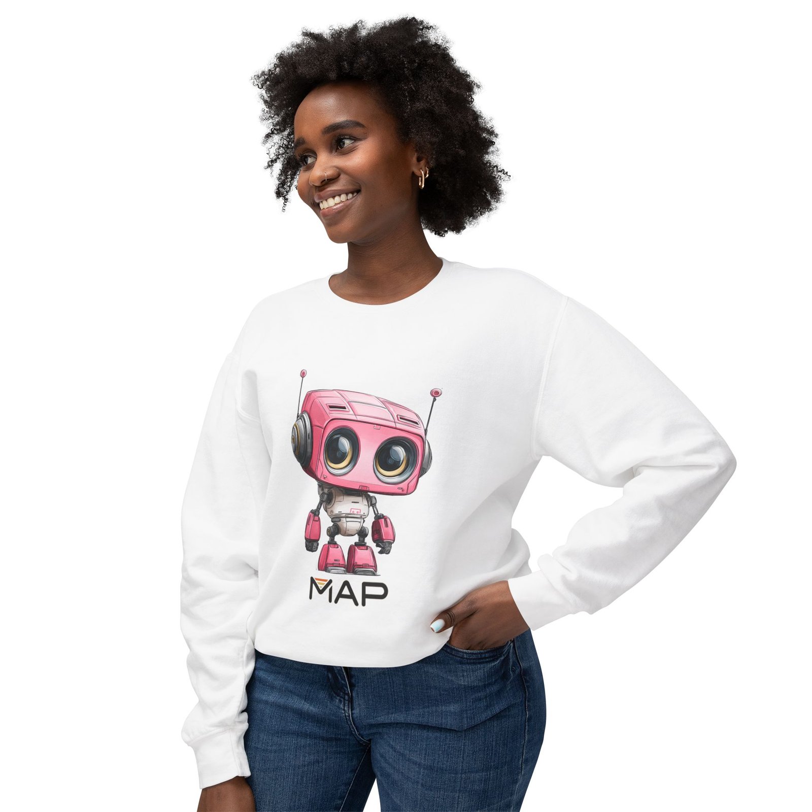 Cute Robot Graphic Sweatshirt, Perfect for Gifts, Casual Wear, Tech Lovers, Fun Hoodie for Friends, Unique Christmas Apparel - Image 3