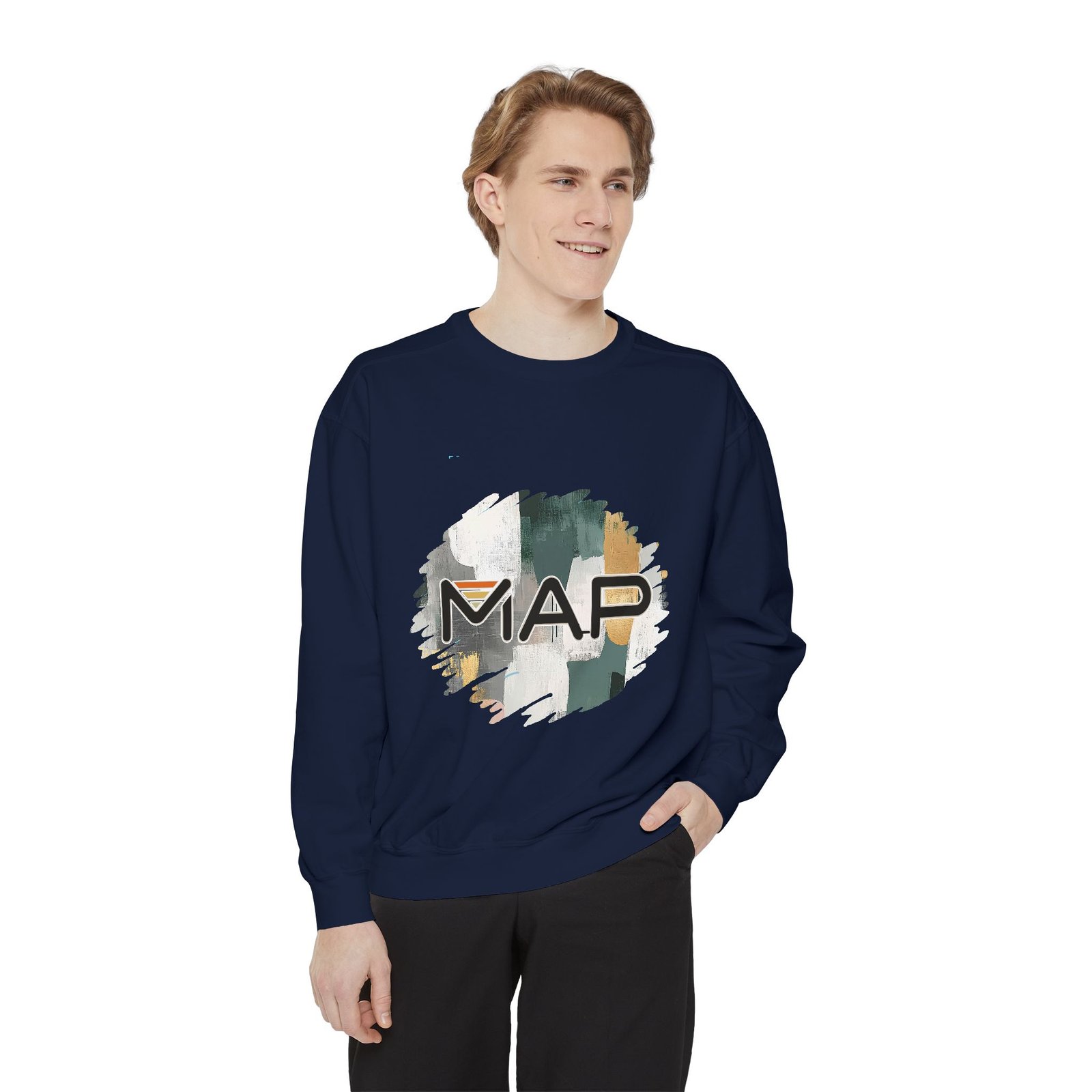 Map-Inspired Unisex Garment-Dyed Sweatshirt, Cozy Crew Neck, Soft Fashion Layer, Everyday Wear, Gift for Travel Lovers - Image 43
