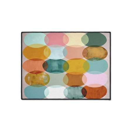 Colorful Geometric Floor Mat - Modern Home Decor, Entryway Rug, Indoor Mat, Kitchen Accent, Durable Area Rug