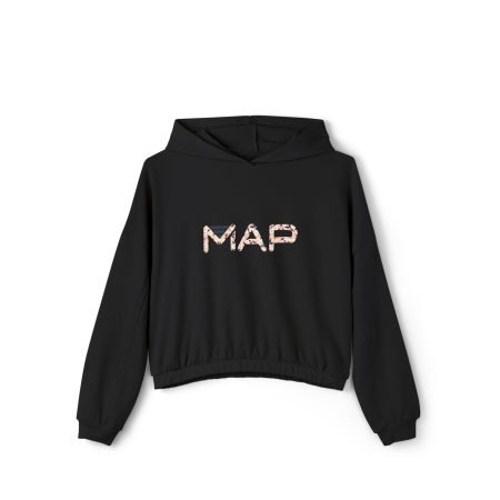 Stylish Cinched Bottom Hoodie with 'MAP' Design, Comfortable Casual Wear, Perfect for Travel, Gift for Map Lovers