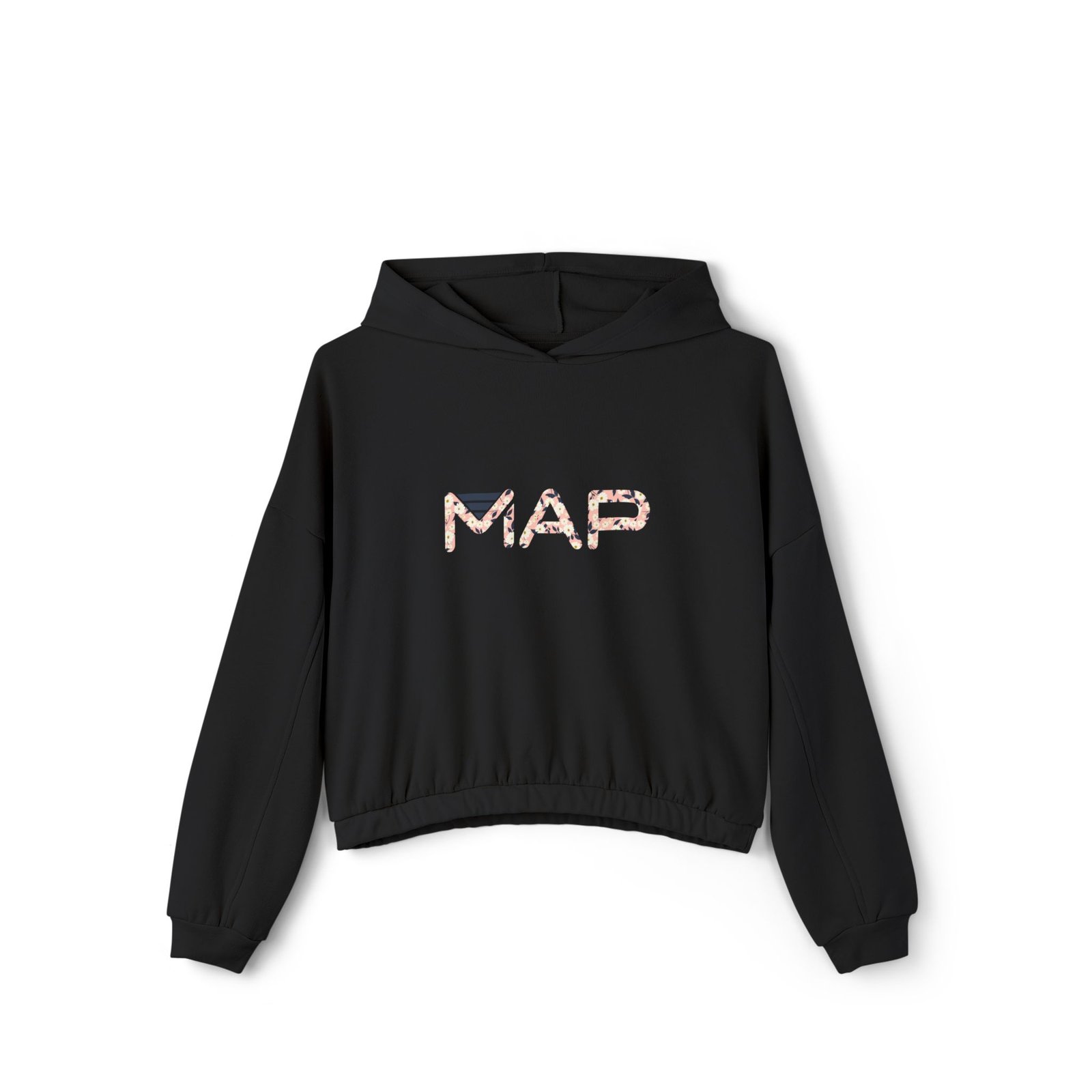 Stylish Cinched Bottom Hoodie with 'MAP' Design, Comfortable Casual Wear, Perfect for Travel, Gift for Map Lovers