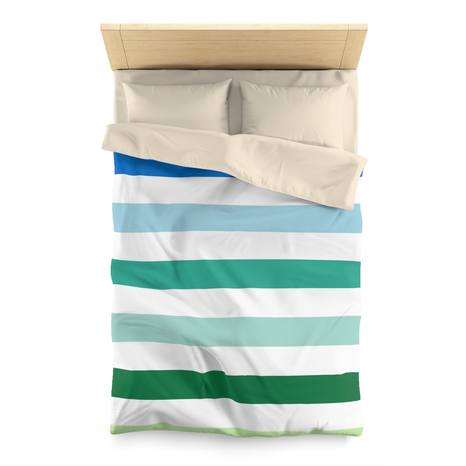 Coastal Striped Microfiber Duvet Cover | Soft Bedding for Beach Lovers | Summer Home Decor | Gift for Coastal Home | Bed Linens - Image 2