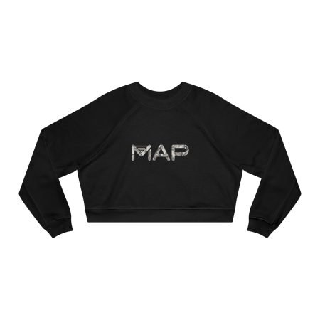 Cozy Women's Cropped Fleece Pullover with MAP Design | Trendy Sweatshirt, Casual Wear, Gift for Her, Everyday Comfort, Street Style