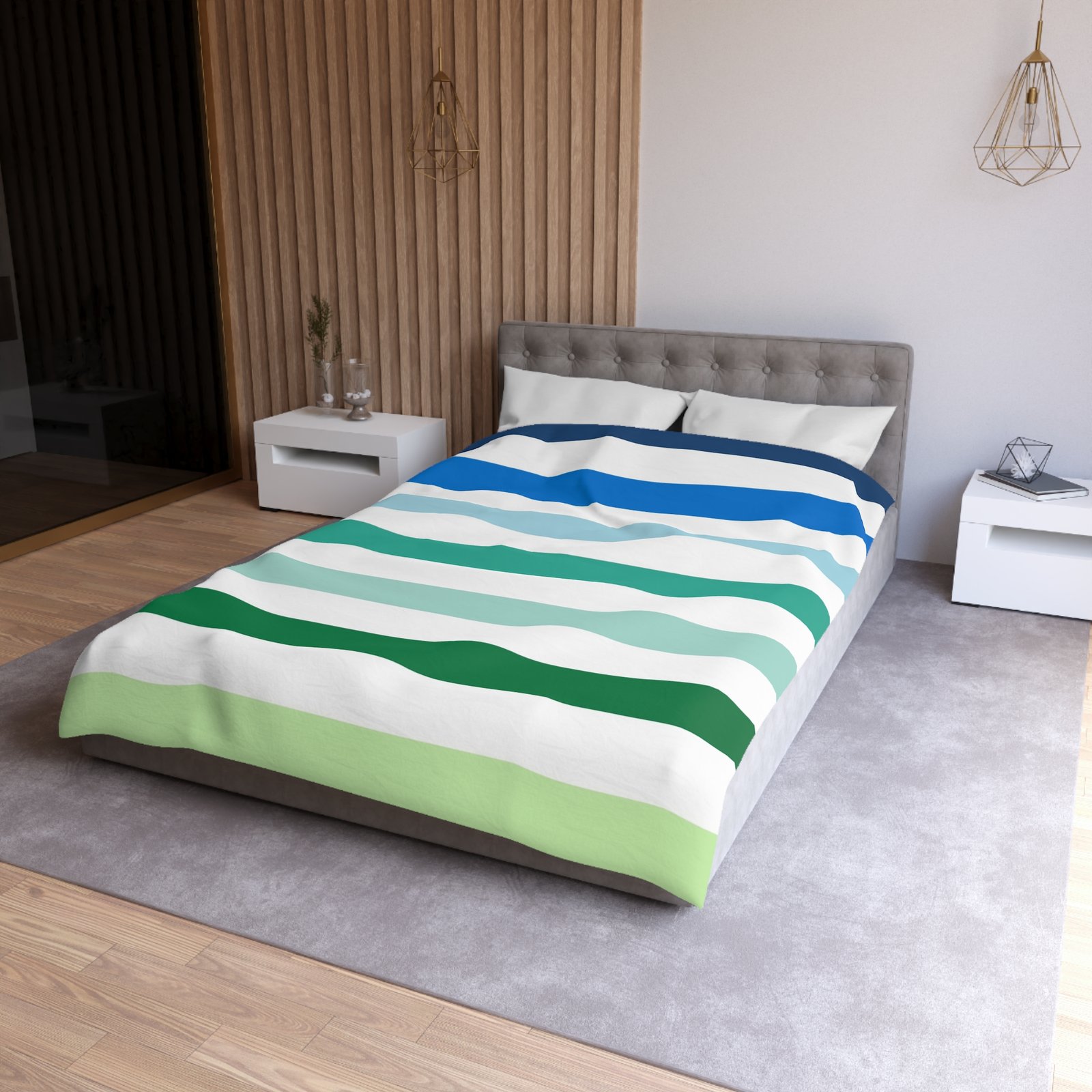 Coastal Striped Microfiber Duvet Cover | Soft Bedding for Beach Lovers | Summer Home Decor | Gift for Coastal Home | Bed Linens - Image 24