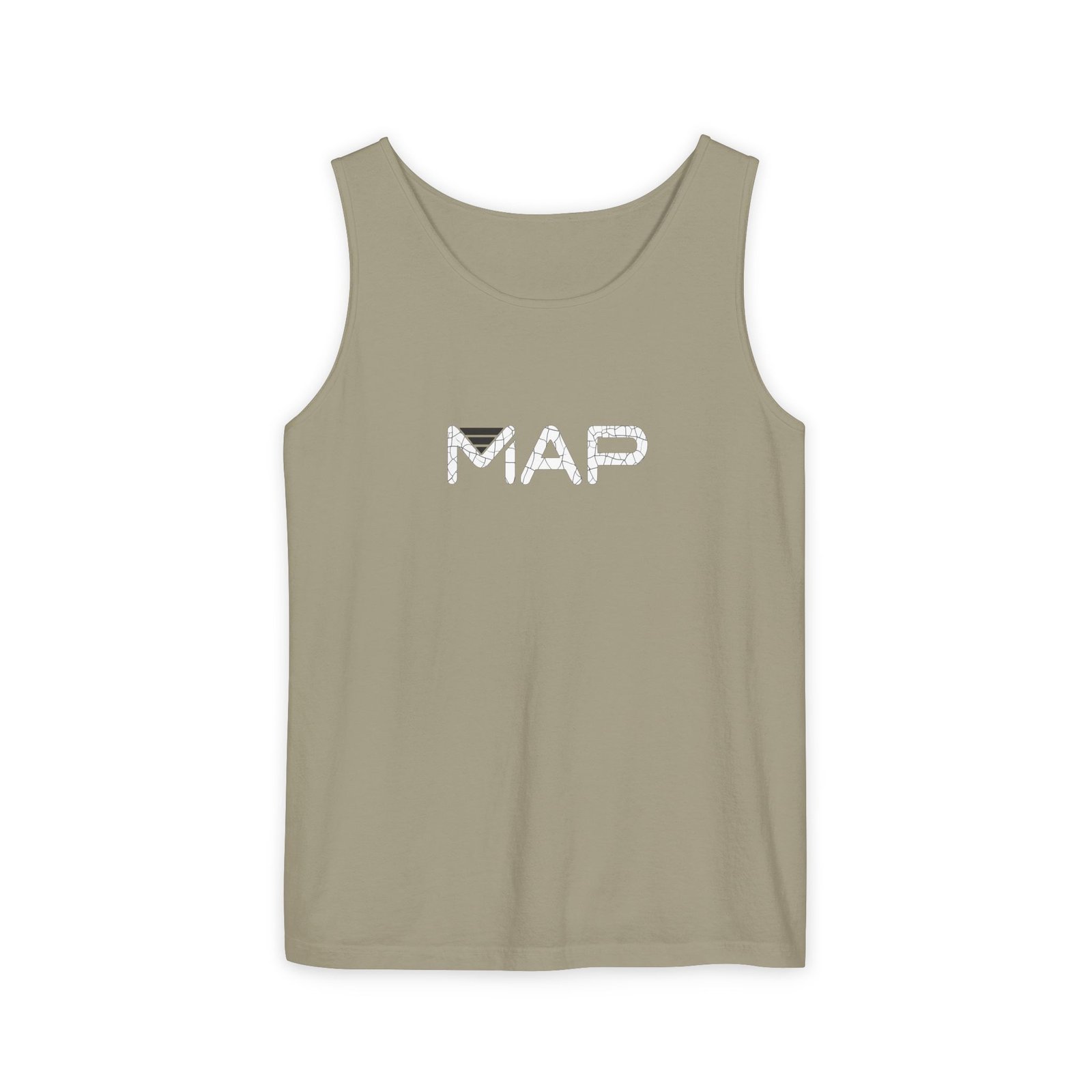Unisex Garment-Dyed Tank Top with MAP Design, Summer Fashion, Casual Wear, Travel Lover Gift, Beach Outfit - Image 5