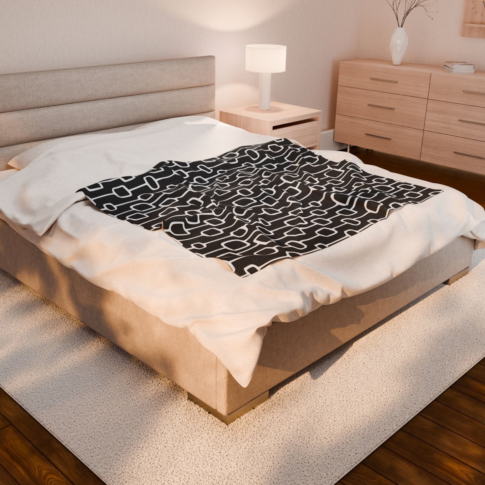 Cozy Geometric Velveteen Plush Blanket for Home Decor, Gift for Her, Soft Throw Blanket, Living Room Accents, Modern Sofa Cover - Image 4