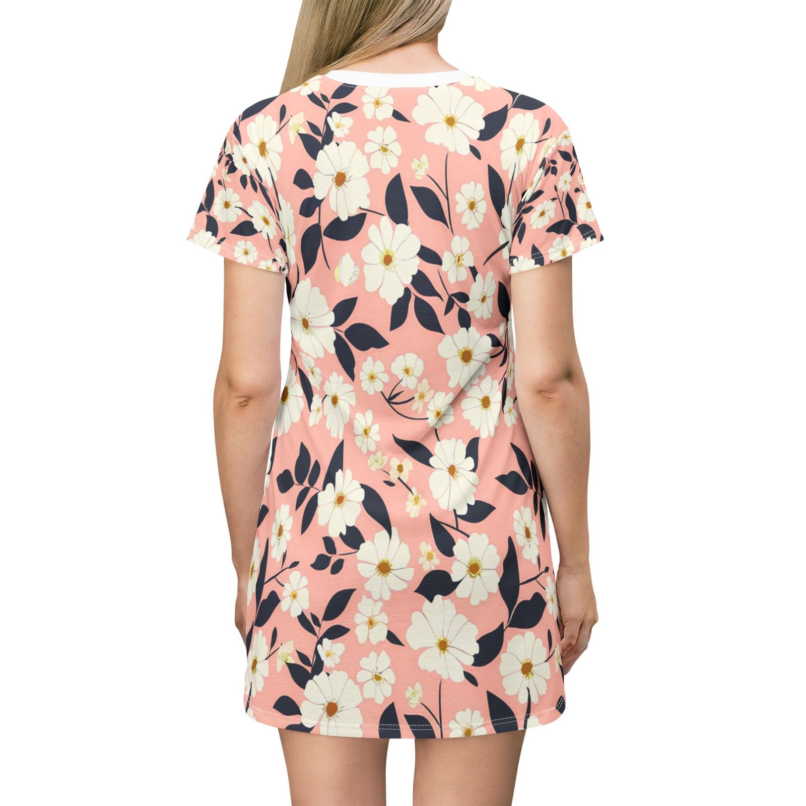 Floral Print T-Shirt Dress - Casual Summer Dress, Boho Style, Beach Wear, Floral Apparel, Gift for Her - Image 4