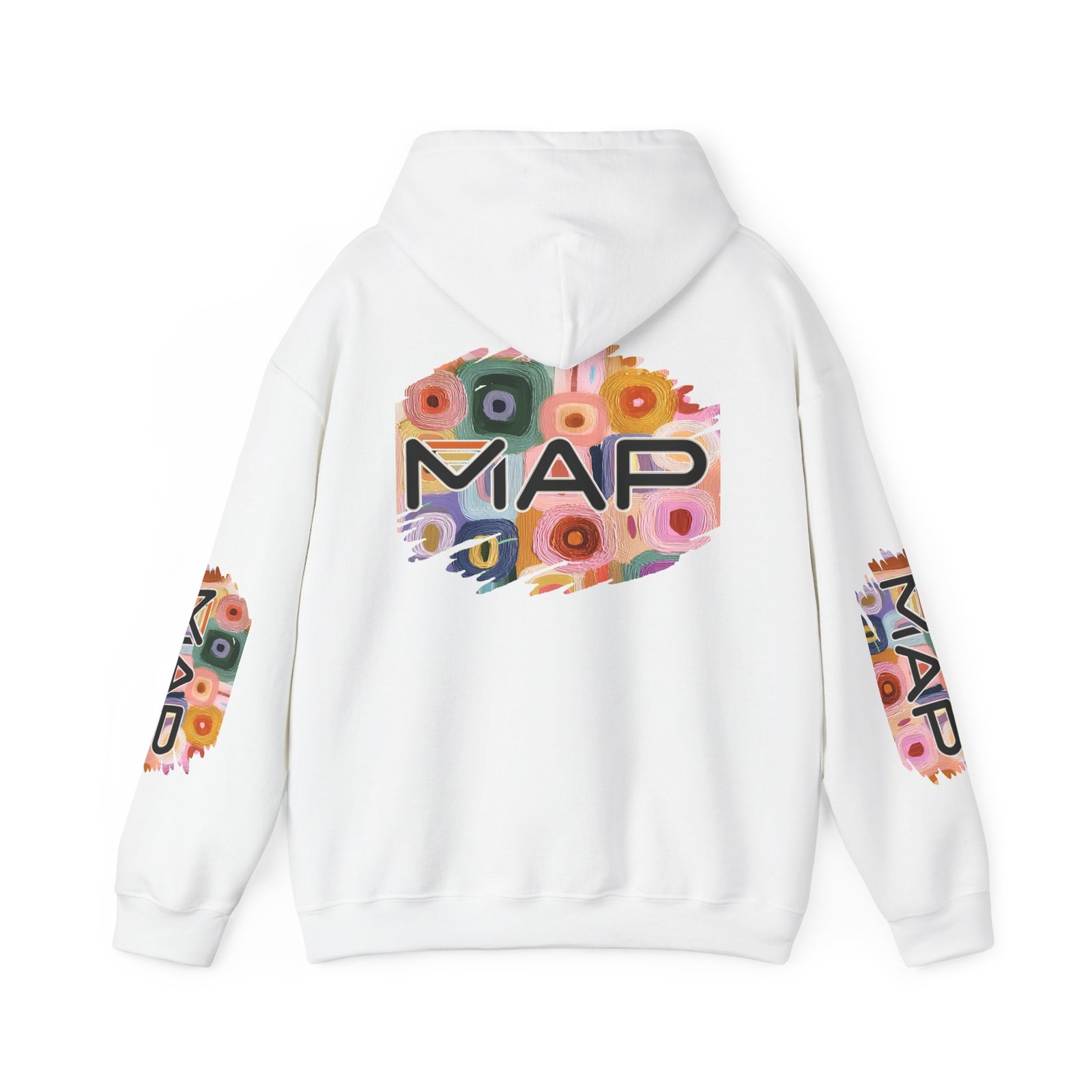 Colorful Floral MAP Hoodie - Cozy Unisex Heavy Blend Sweatshirt for Everyday Wear, Gifts, and Celebrations, Ideal for Seasonal Style - Image 2