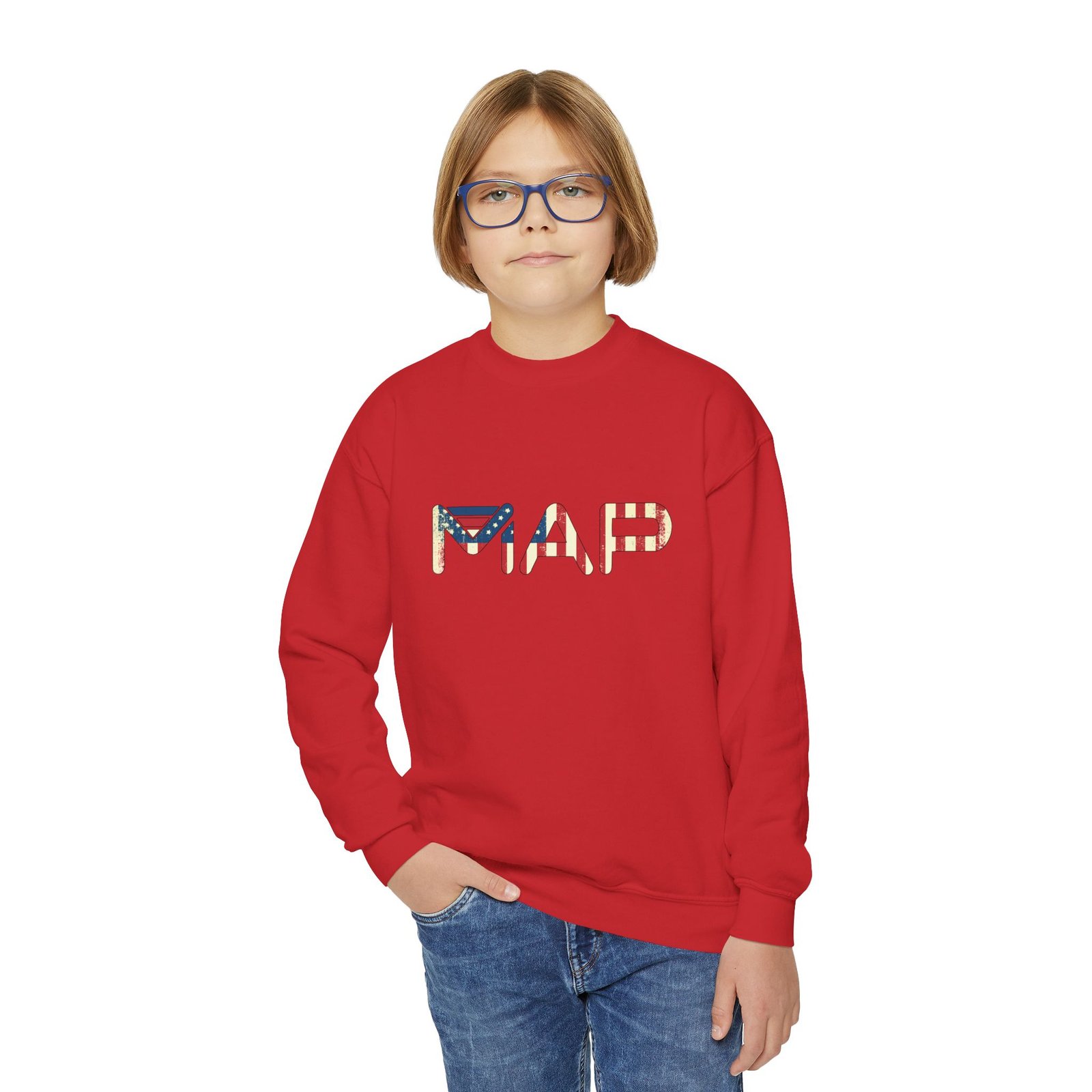 Patriotic Youth Crewneck Sweatshirt, Comfortable Sweatshirt for Kids, Summer BBQ, Memorial Day, Fourth of July, Gift for Teens - Image 39