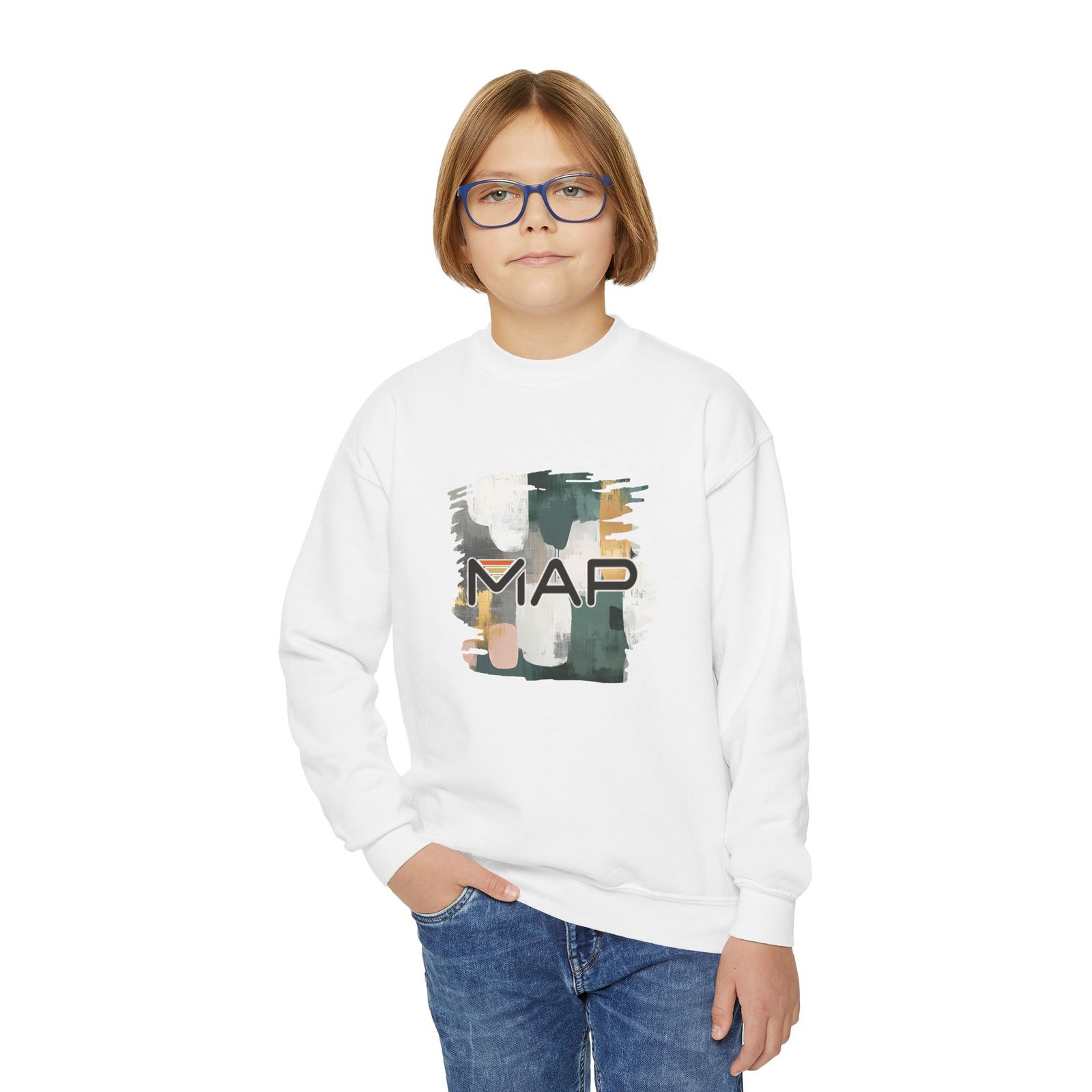 Stylish Youth Crewneck Sweatshirt with Abstract Map Design, Cozy Pullover for Teens and Kids, Perfect Gift for Holidays and Everyday Wear - Image 3