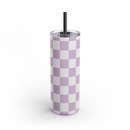 Chic Purple Checkered Tumbler | Stylish 20oz Matte Travel Cup | Perfect for Home, Office, Gifts, Parties & Events