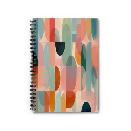 Colorful Geometric Spiral Notebook - Ruled Line, Art Journal, Notepad for Students, Gift for Writers, Office Supplies, Creative Ideas